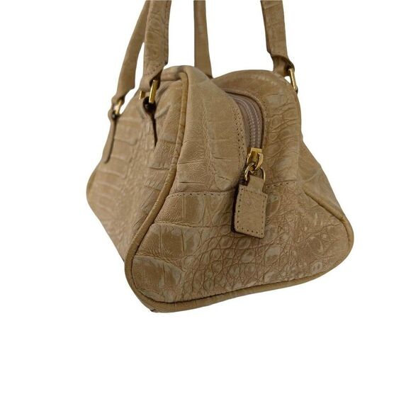 Tanner Italy Vintage Handbag Beige Leather Croc Embossed Shoulder Bag Classic - Picture 3 of 12